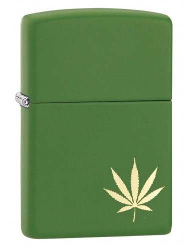 Zippo Lighter Green Matte Leaf on the Side