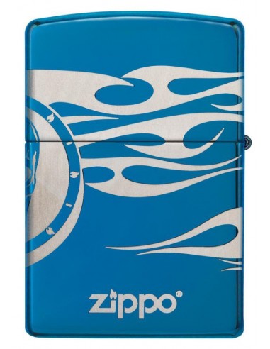 Zippo Lighter High Polish Blue Tattoo Design