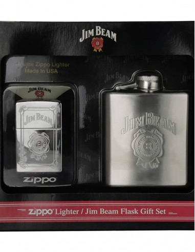 Zippo Gift Set Jim Beam Lighter And Hip Flask