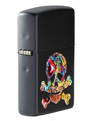 Zippo Lighter Black Matte Texture Skull Design