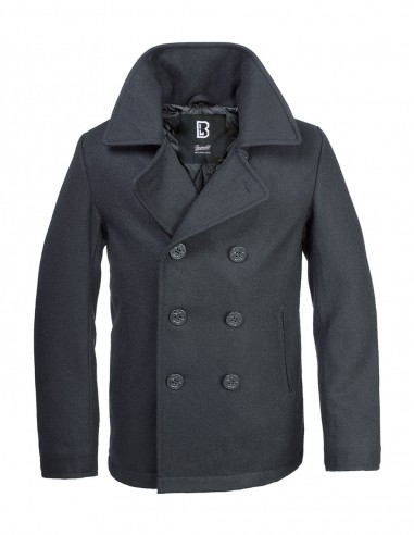 Brandit Navy Wool Pea Coat Black