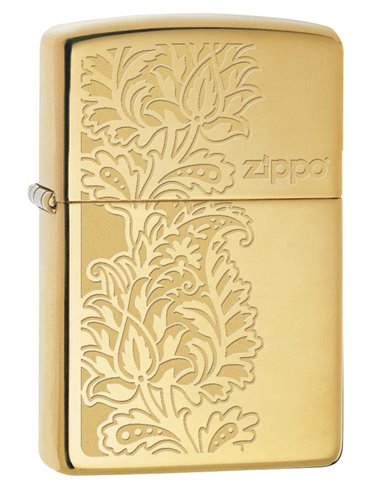 Zippo Lighter High Polish Brass Paisley Zippo Design