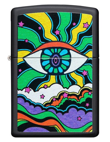 Zippo Lighter Black Light Color Eye Design