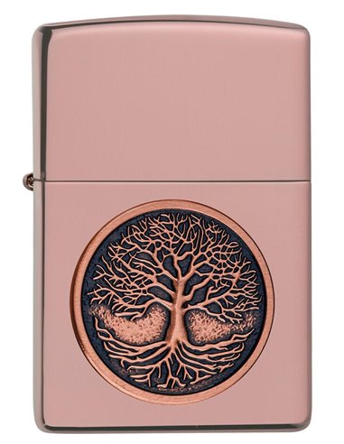 Zippo Lighter High Polish Rose Gold Emblem Tree of Life