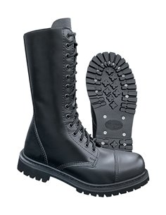 Brandit Leather Boots Phantom Black 14 Eyelets