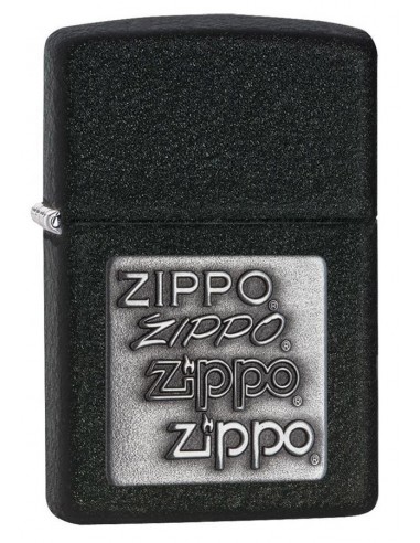 Zippo Lighter Black Crackle Silver Emblem Zippo Zippo Zippo